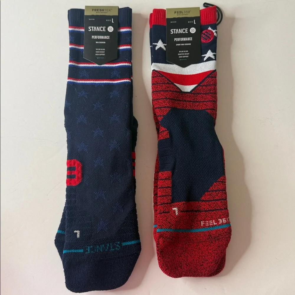 Stance Performance Socks. 2 Pairs. American / Patriotic. Size Large.